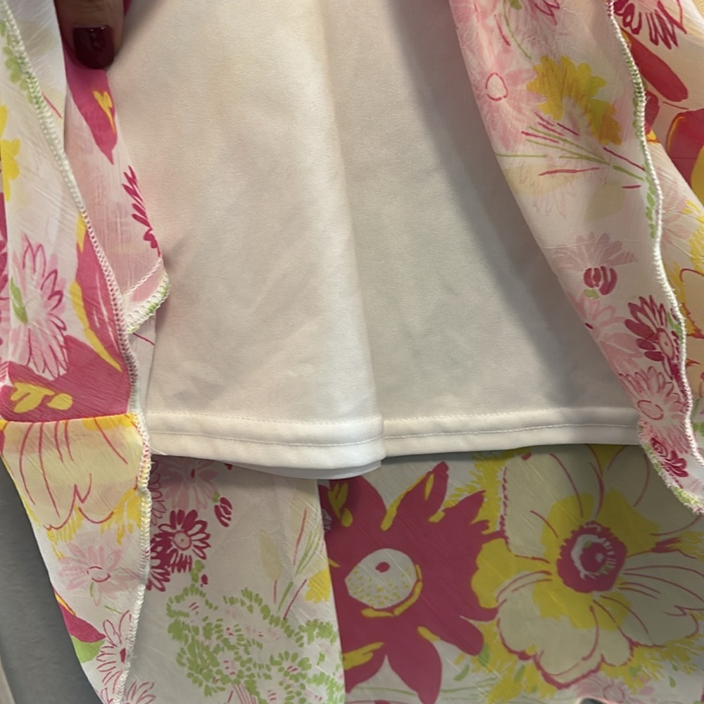 Vintage 1970s Floral Pink and Yellow Women's Skirt - Picture 3 of 5